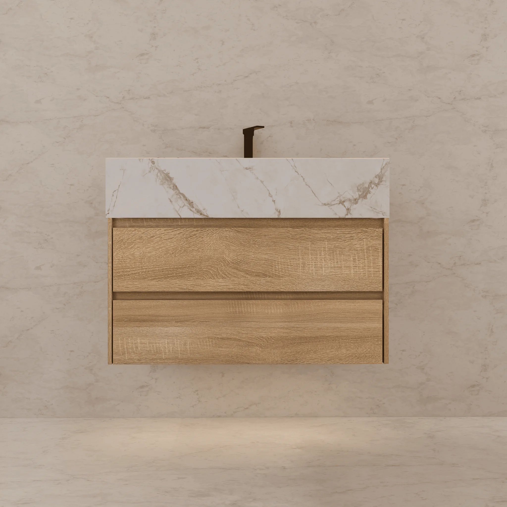Aventino 32"/36"/40" Fluted Floating Single-Sink Vanity with Sintered Stone Top