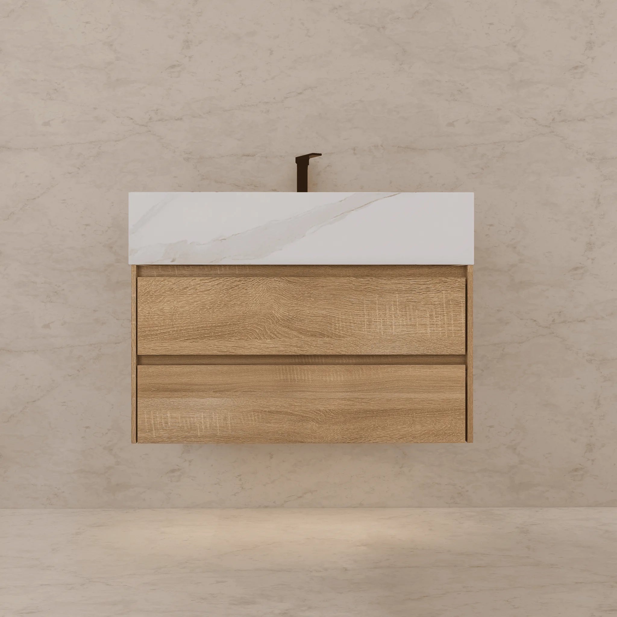 Aventino 32"/36"/40" Fluted Floating Single-Sink Vanity with Sintered Stone Top