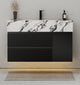 Aventino 32-48" Calacatta Black single-sink fluted floating vanity — sintered stone top