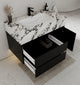 Aventino 32-48" Calacatta Black single-sink fluted floating vanity — sintered stone top