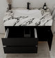 Aventino 32-48" Black single-sink fluted floating vanity — sintered stone top