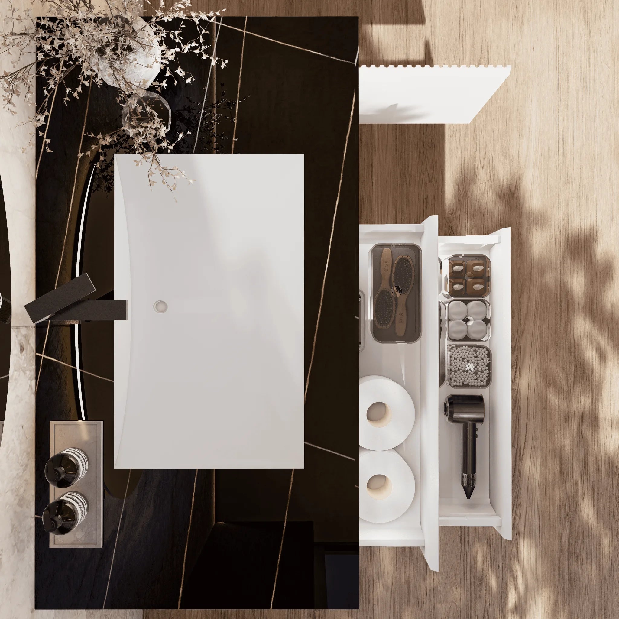 Aventino 32" White Fluted Floating Single-Sink Vanity with Sintered Stone Top