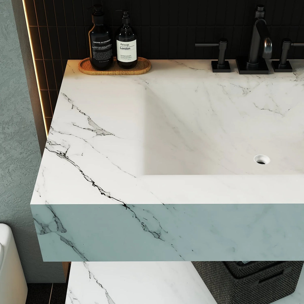 Aventino 32-inch gallery floating vanity — sintered stone top