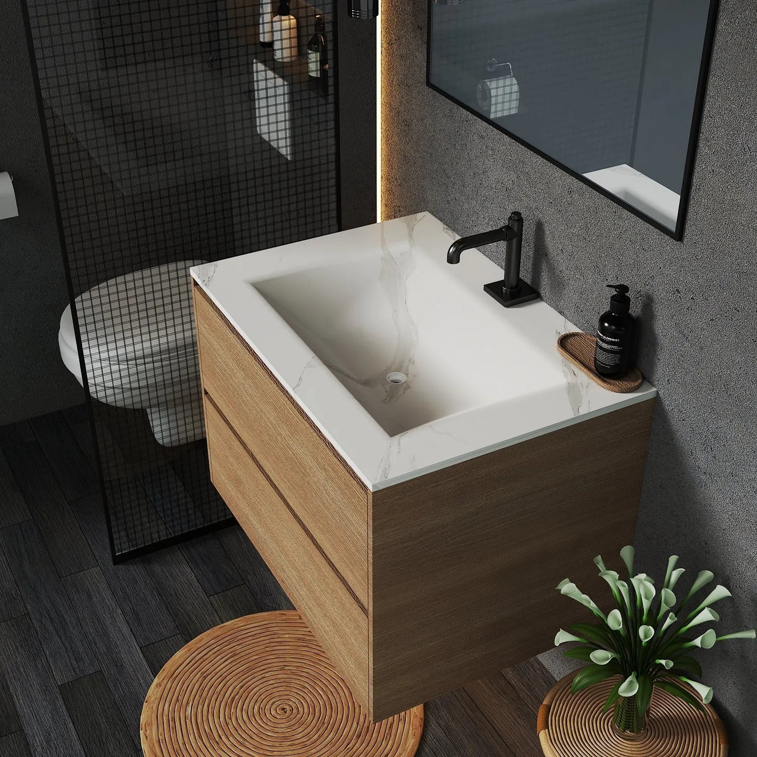 Aventino 32" Thermoformed Floating Single-Sink Vanity with Sintered Stone Top
