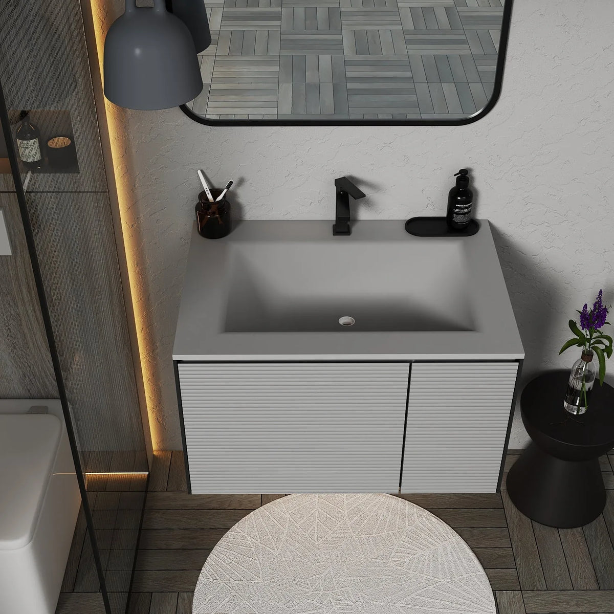 Aventino 32-inch gallery floating vanity — sintered stone top