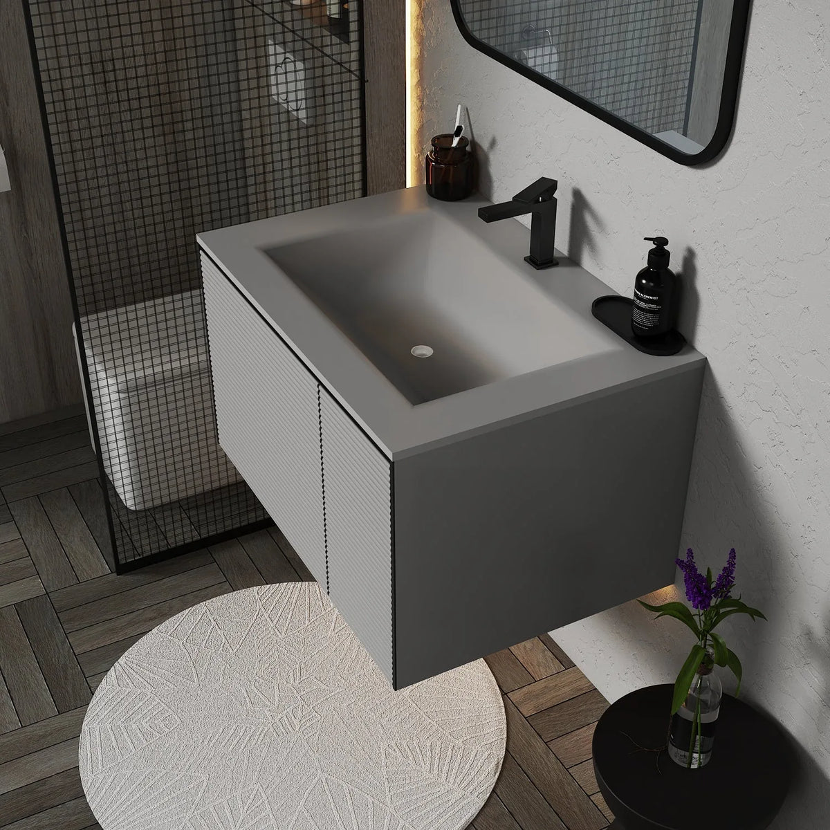 Aventino 32-inch gallery floating vanity — sintered stone top