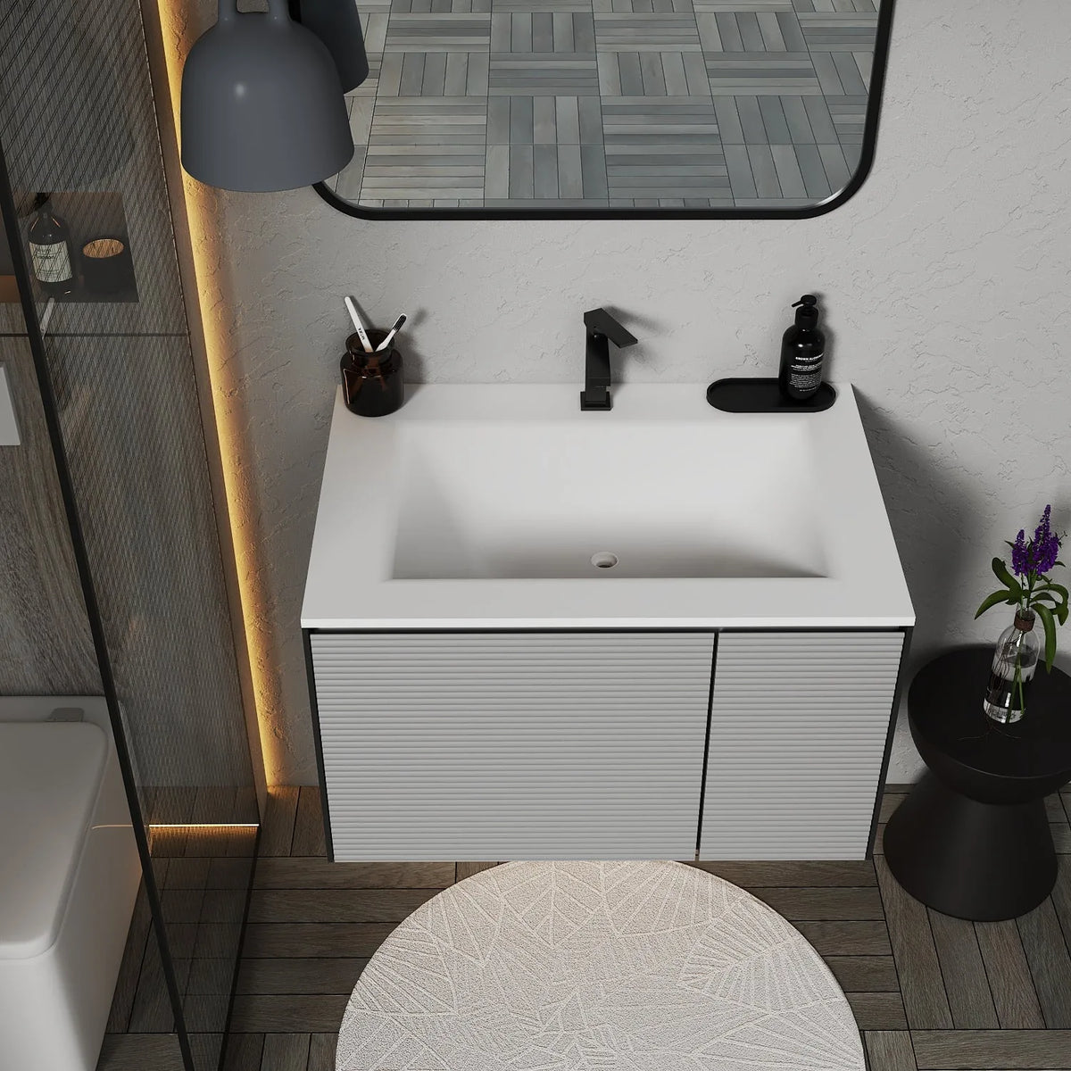 Aventino 32-inch gallery floating vanity — sintered stone top