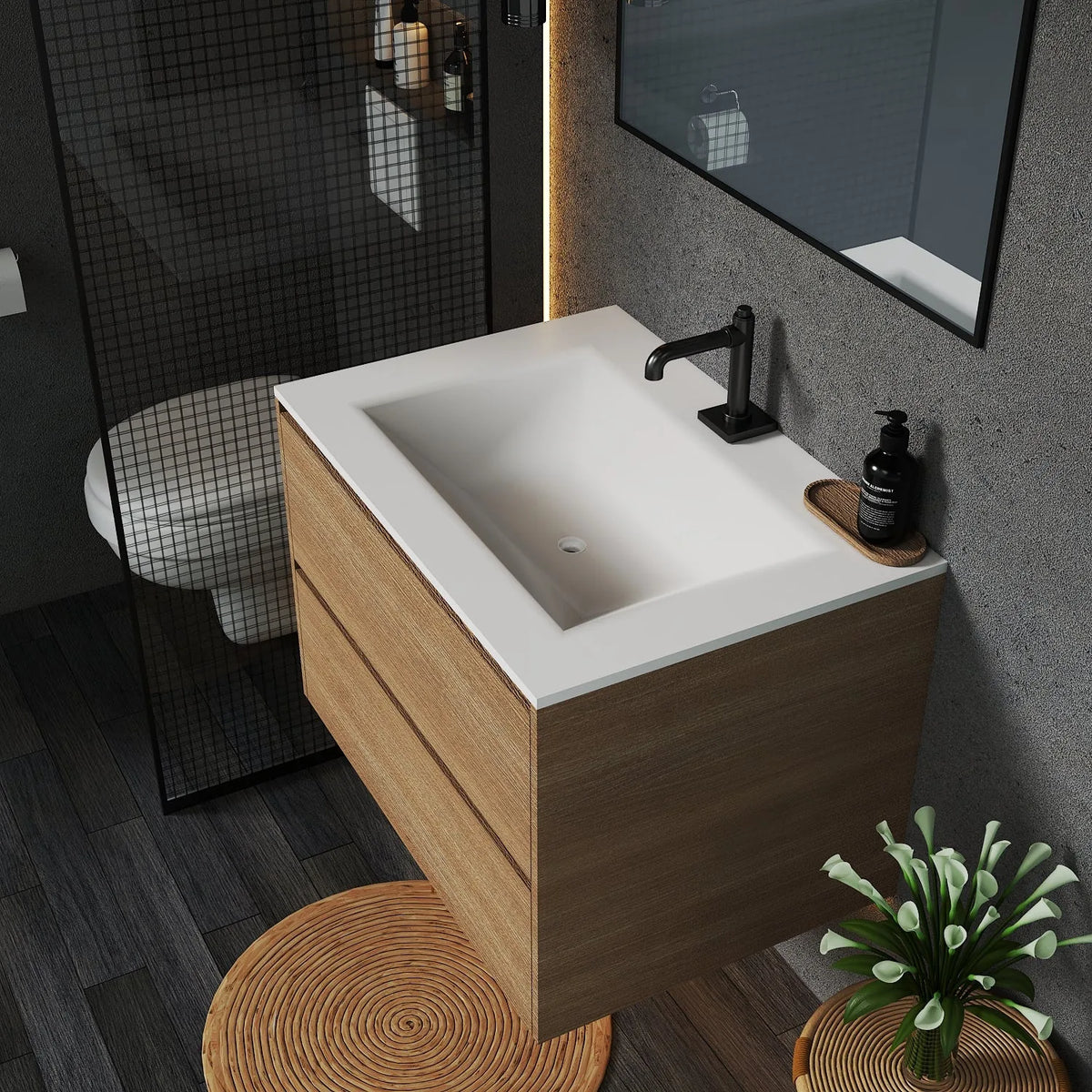 Aventino 32-inch gallery floating vanity — sintered stone top
