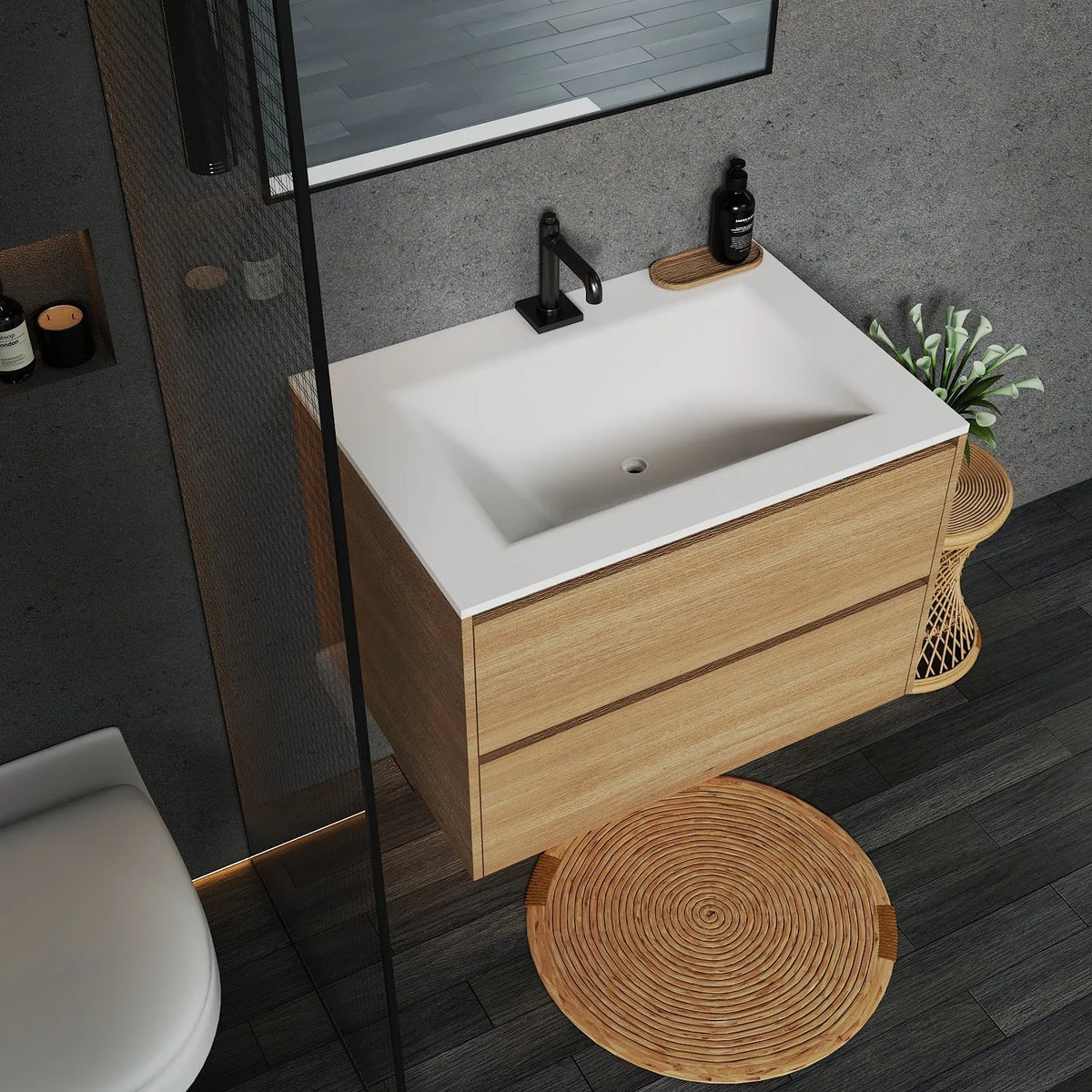 Aventino 32-inch gallery floating vanity — sintered stone top