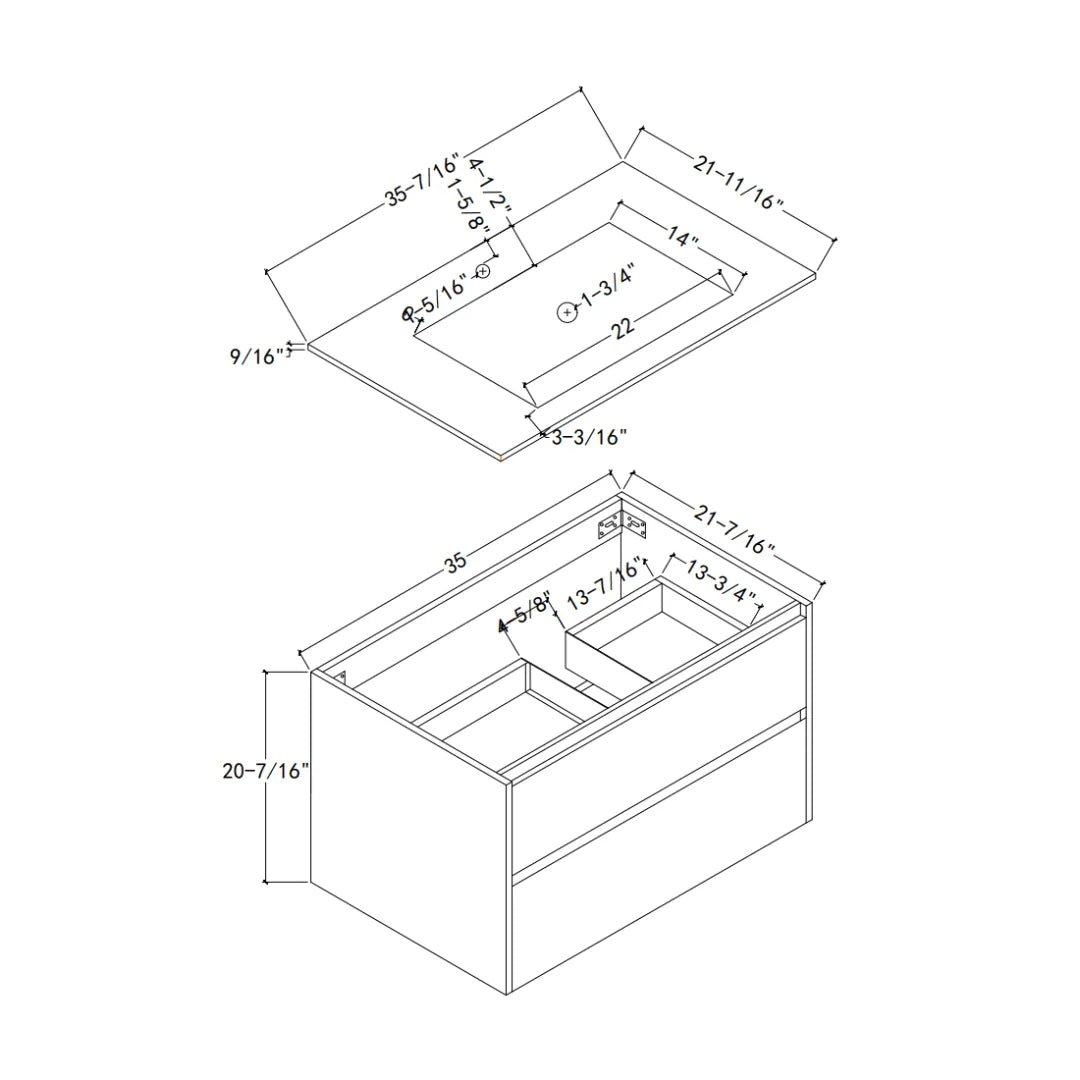 Aventino 32-inch gallery floating vanity — sintered stone top