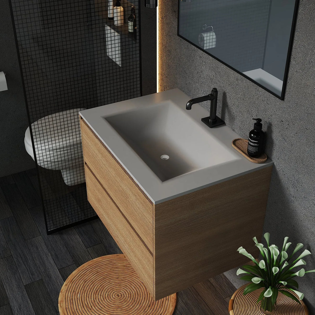 Aventino 32-inch gallery floating vanity — sintered stone top