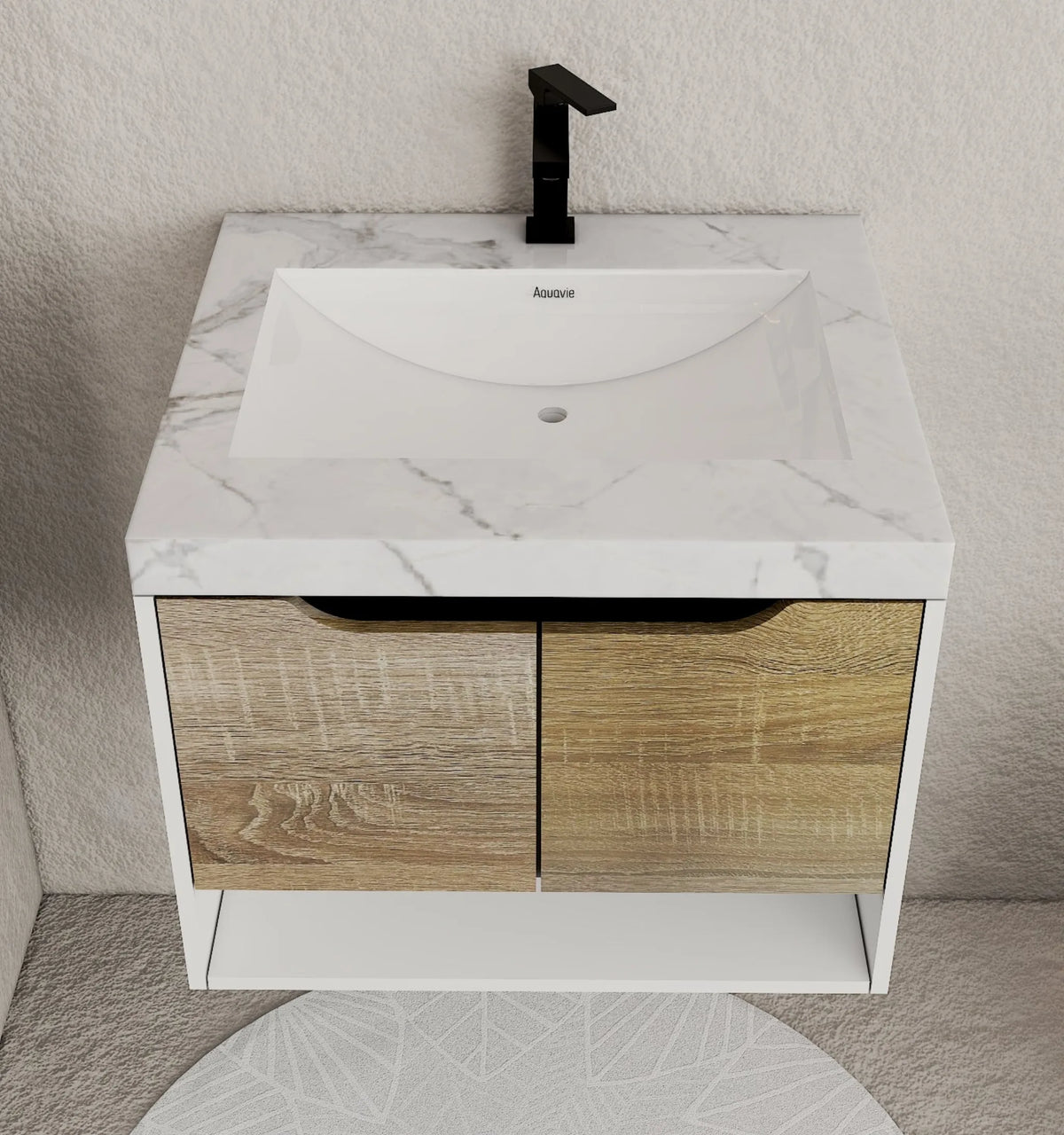 Aventino 32-inch Ice Grey modern floating single-sink vanity — sintered stone top