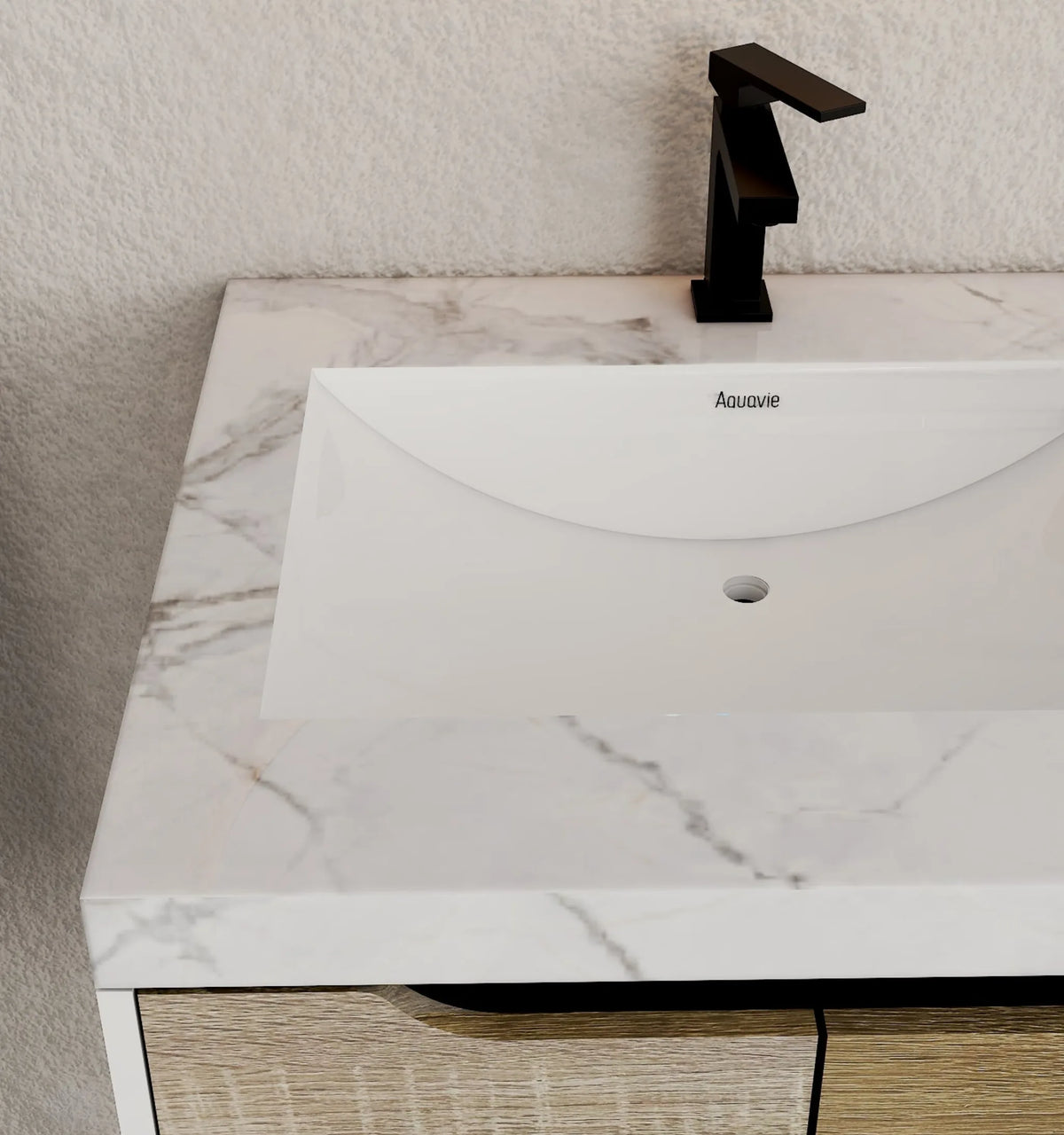 Aventino 32-inch Ice Grey modern floating single-sink vanity — sintered stone top