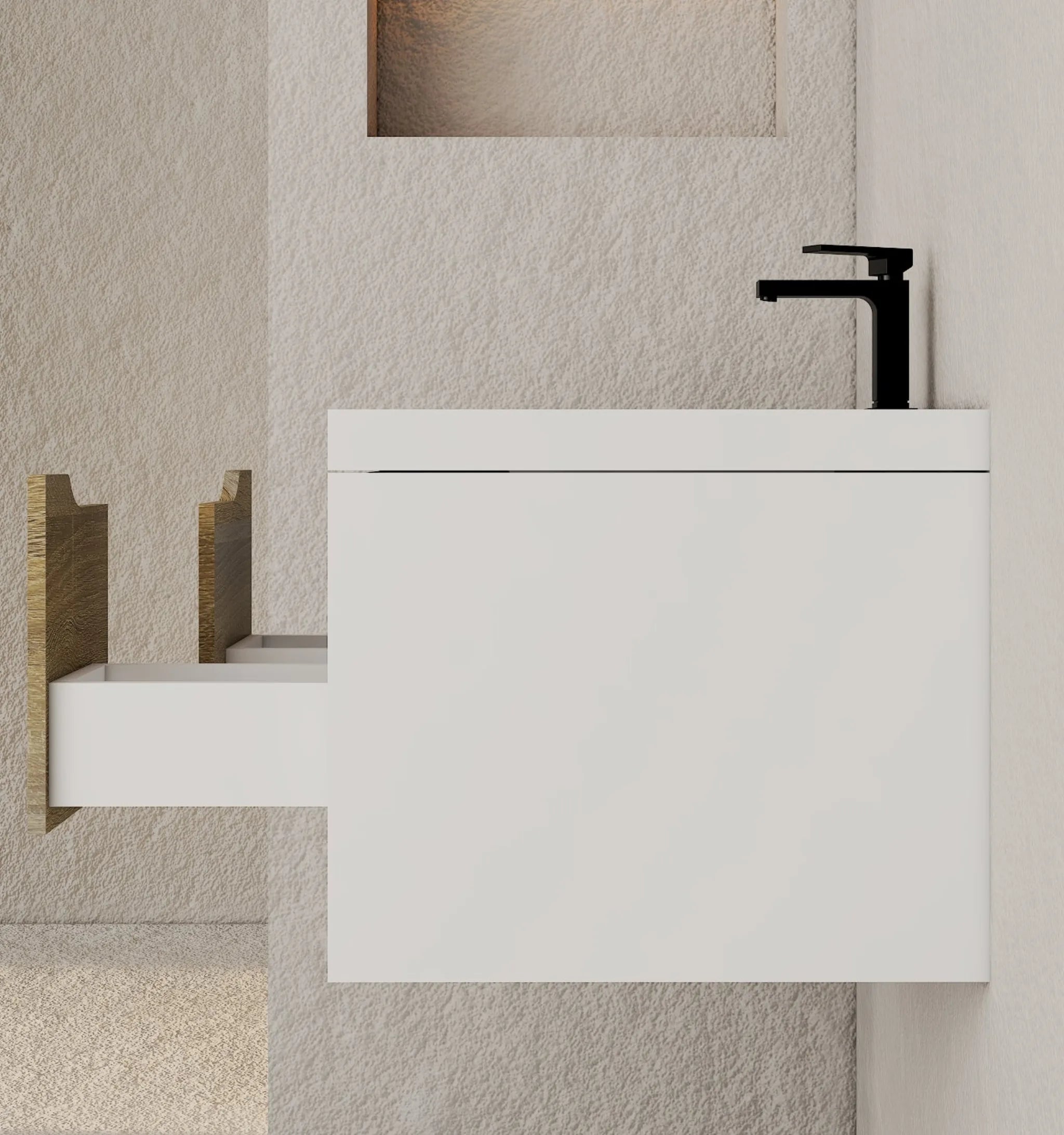 Aventino 32"–40" Ice Grey Floating Single-Sink Vanity with Sintered Stone Top