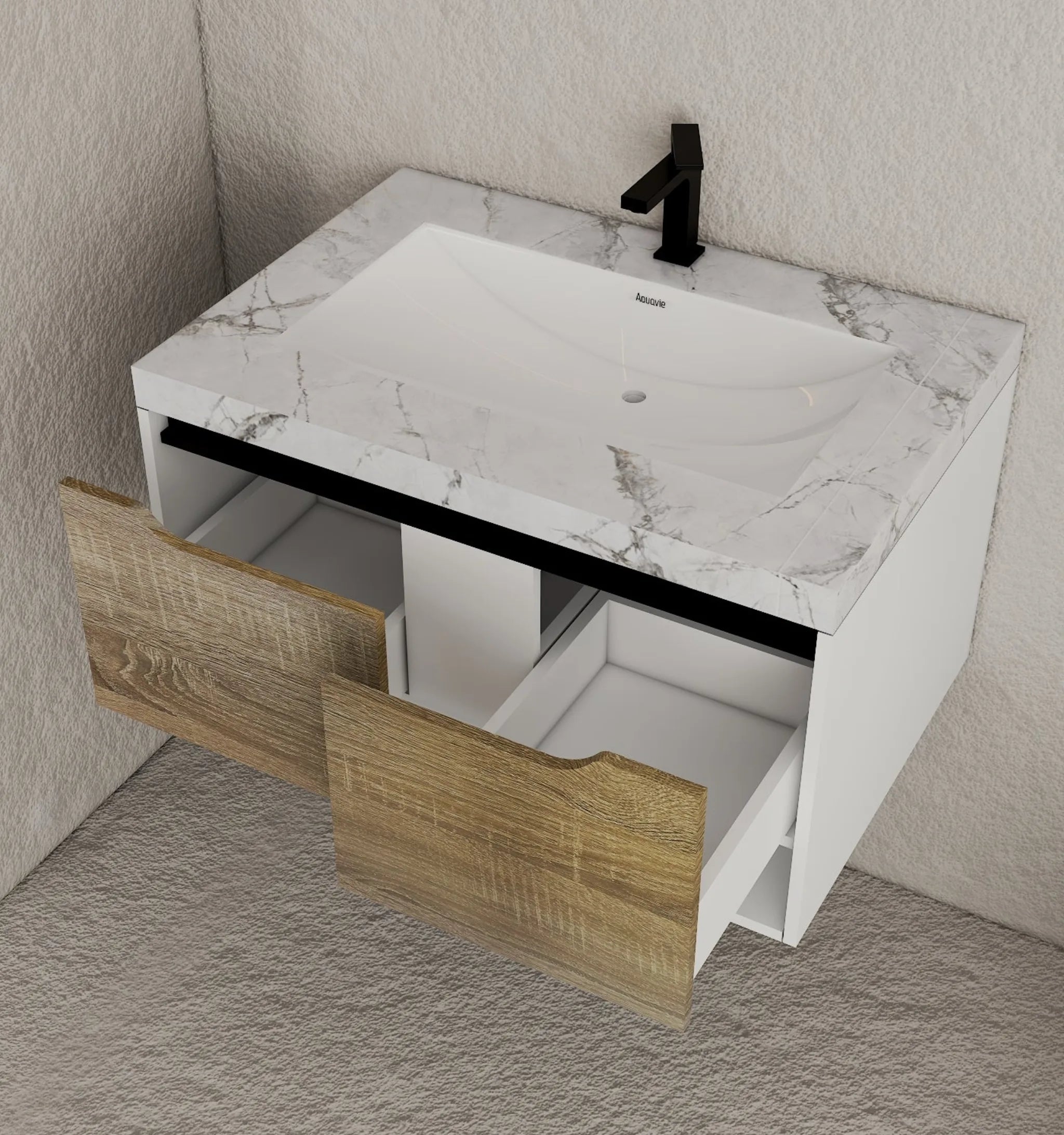 Aventino 32"–40" Ice Grey Floating Single-Sink Vanity with Sintered Stone Top