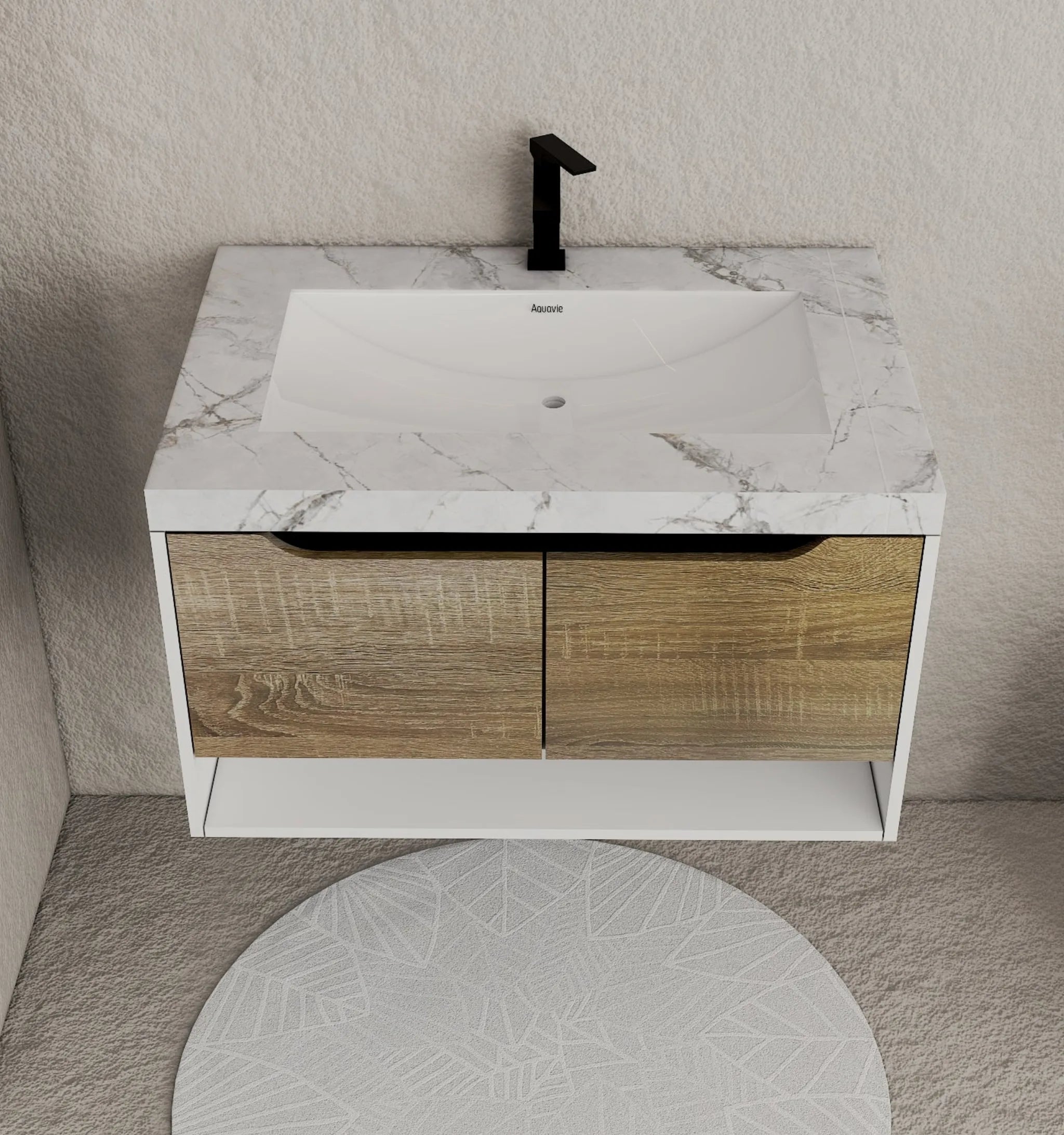 Aventino 32"–40" Ice Grey Floating Single-Sink Vanity with Sintered Stone Top