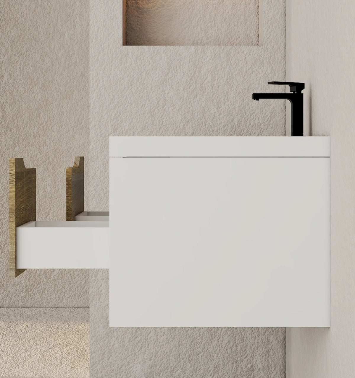 Aventino 32-inch Ice Grey modern floating single-sink vanity — sintered stone top
