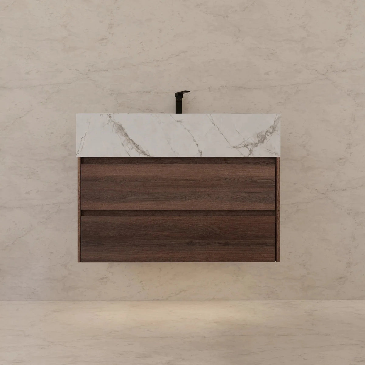 Aventino 32" Ice Grey single-sink flat floating vanity — sintered stone top
