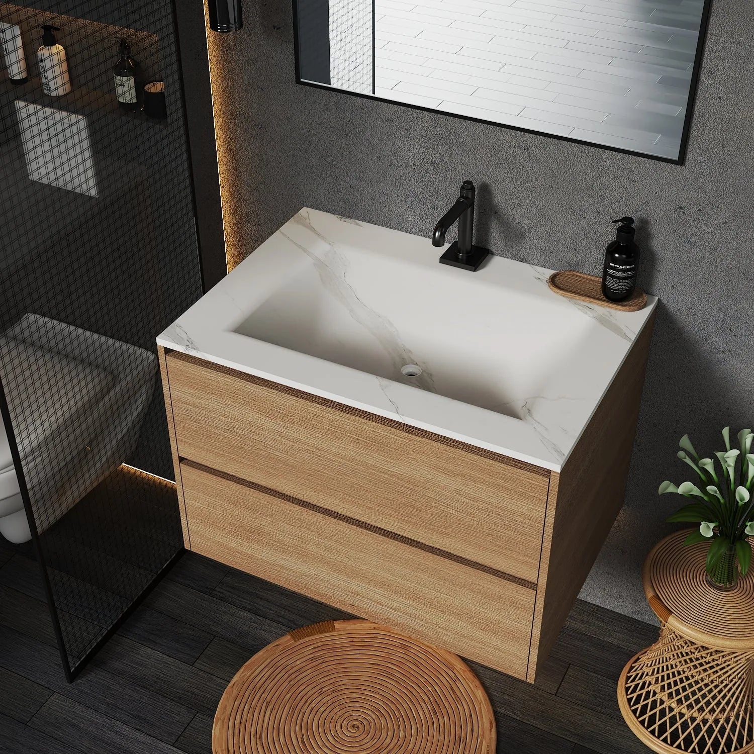 Aventino 36" Thermoformed Floating Single-Sink Vanity with Sintered Stone Top