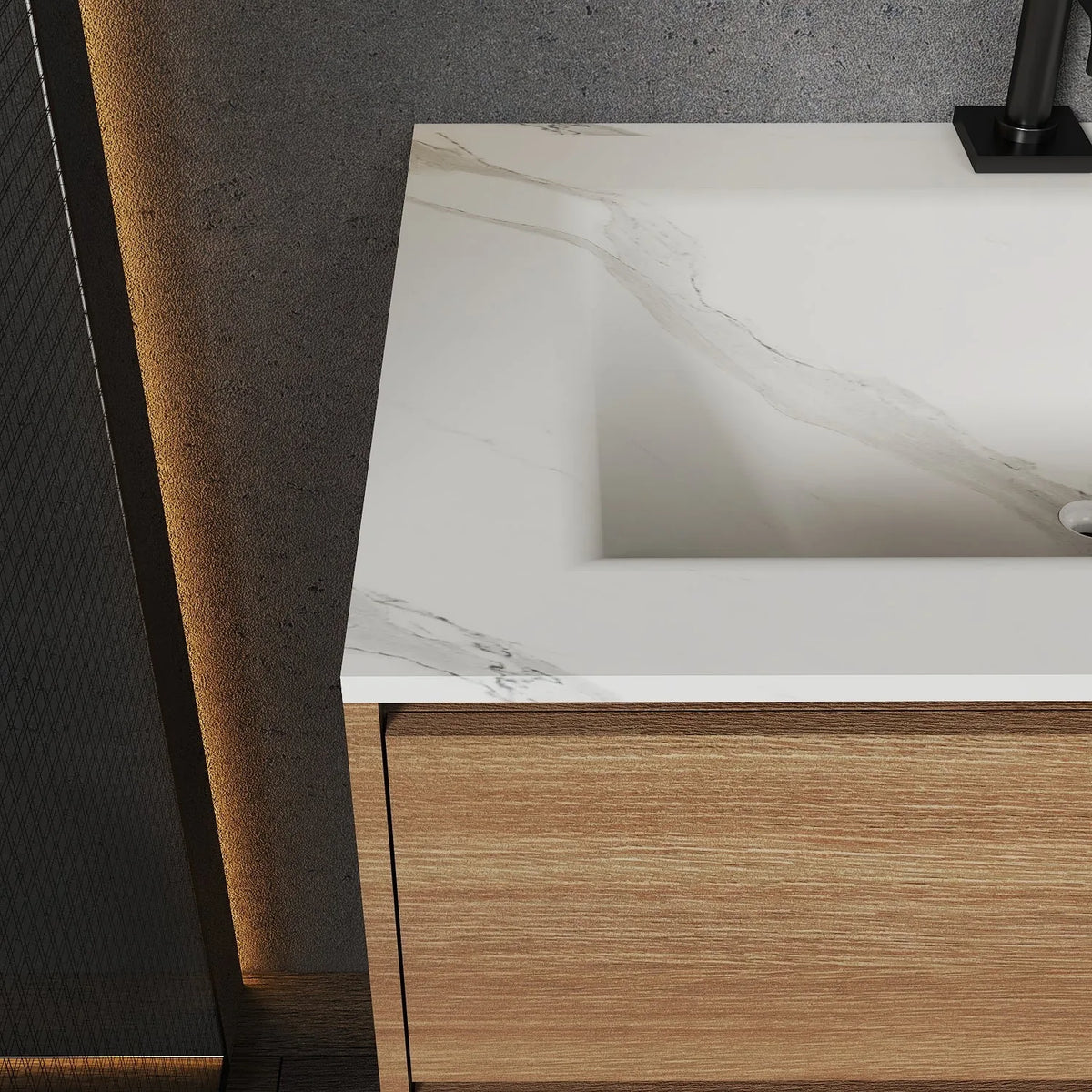 Aventino 36-inch gallery floating vanity — sintered stone top