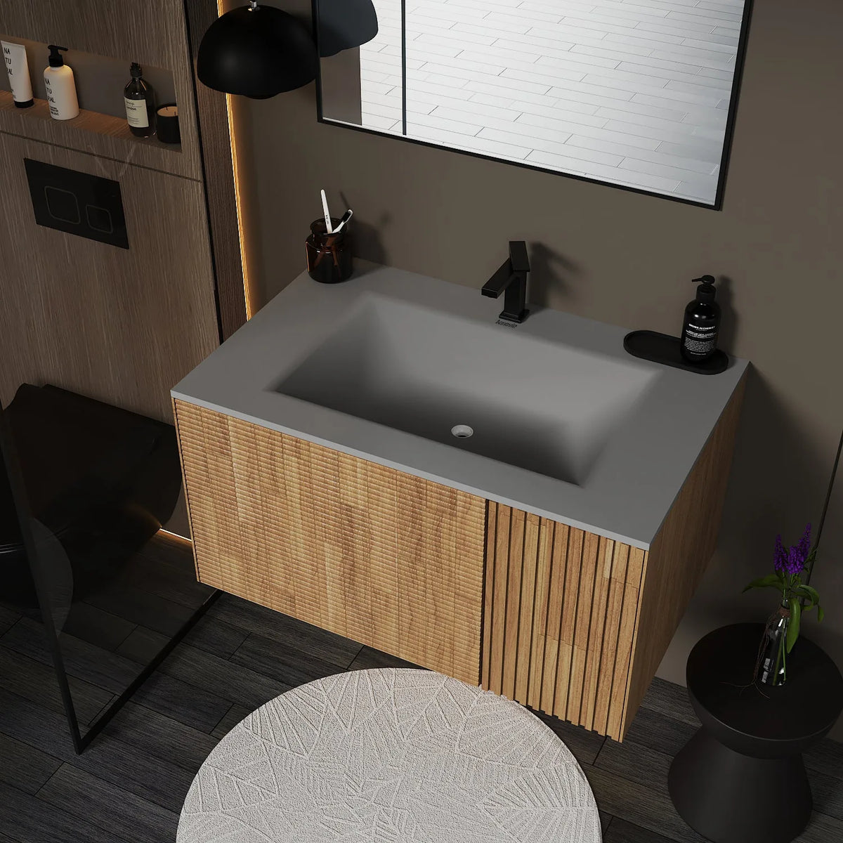 Aventino 36-inch gallery floating vanity — sintered stone top