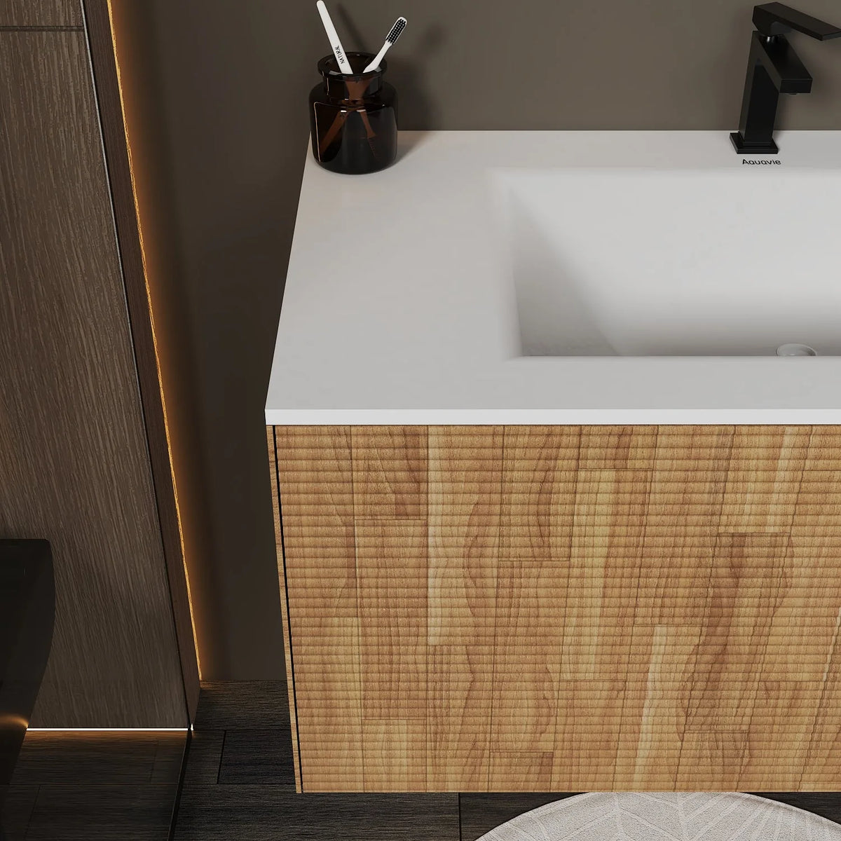 Aventino 36-inch gallery floating vanity — sintered stone top