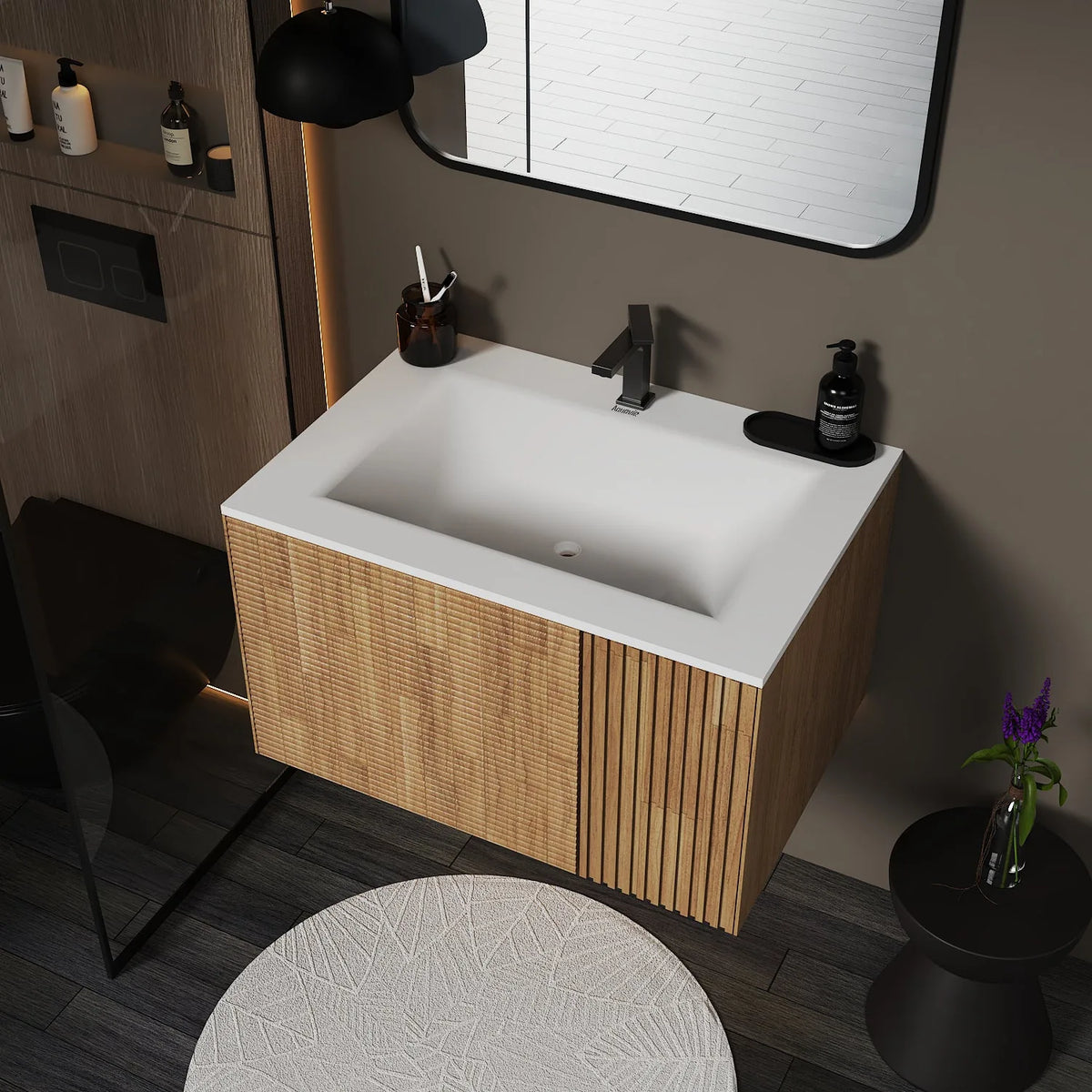 Aventino 36-inch gallery floating vanity — sintered stone top