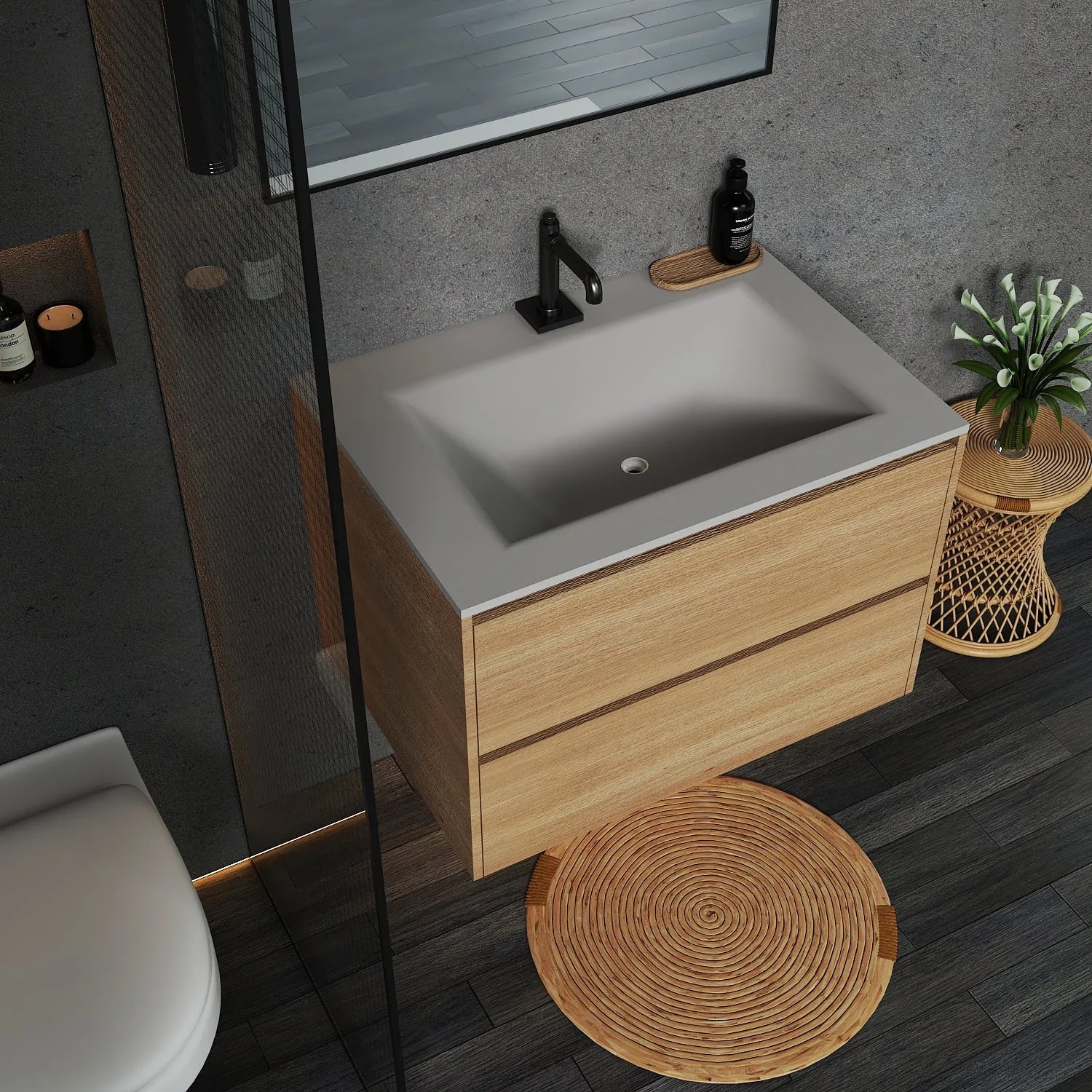 Aventino 36" Thermoformed Floating Single-Sink Vanity with Sintered Stone Top
