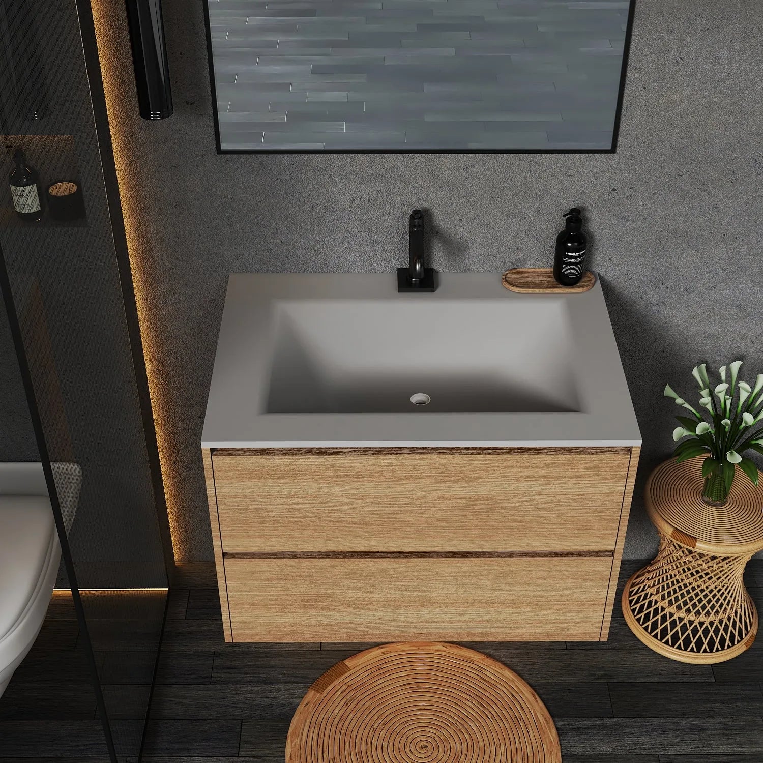 Aventino 36" Thermoformed Floating Single-Sink Vanity with Sintered Stone Top