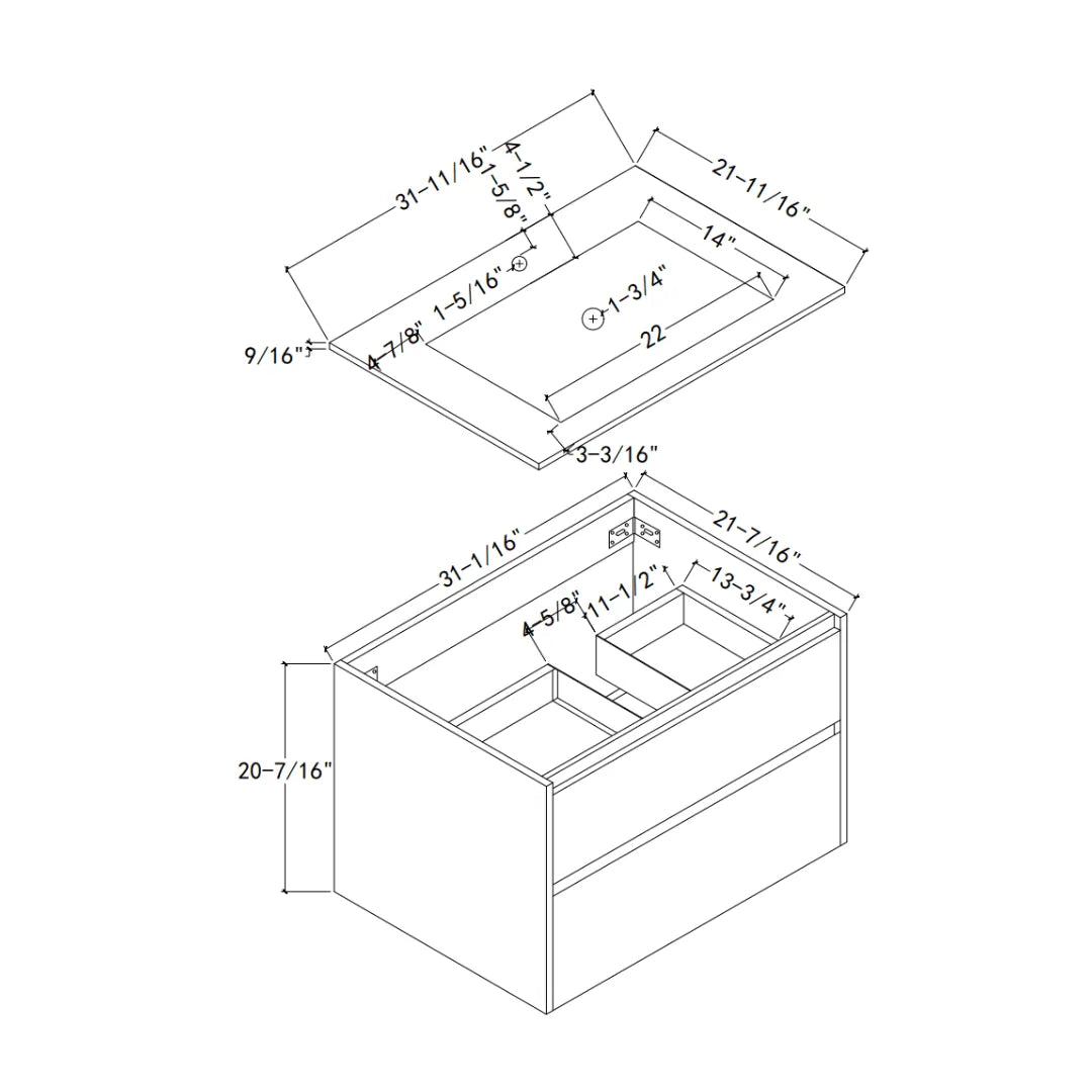 Aventino 36" Thermoformed Floating Single-Sink Vanity with Sintered Stone Top