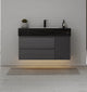 Aventino 40-48" Black Marquina Gold Veins single-sink fluted floating vanity — sintered stone top