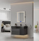 Aventino 40-48" Black Marquina Gold Veins single-sink fluted floating vanity — sintered stone top