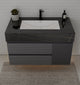 Aventino 40-48" Black Marquina Gold Veins single-sink fluted floating vanity — sintered stone top