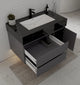 Aventino 40-48" Black Marquina Gold Veins single-sink fluted floating vanity — sintered stone top