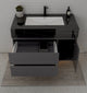 Aventino 40-48" Black Marquina Gold Veins single-sink fluted floating vanity — sintered stone top