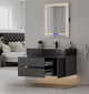 Aventino 40-48" Black Marquina Gold Veins single-sink fluted floating vanity — sintered stone top
