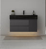 Aventino 40"–48" Dark Grey Fluted Floating Single-Sink Vanity with Sintered Stone Top