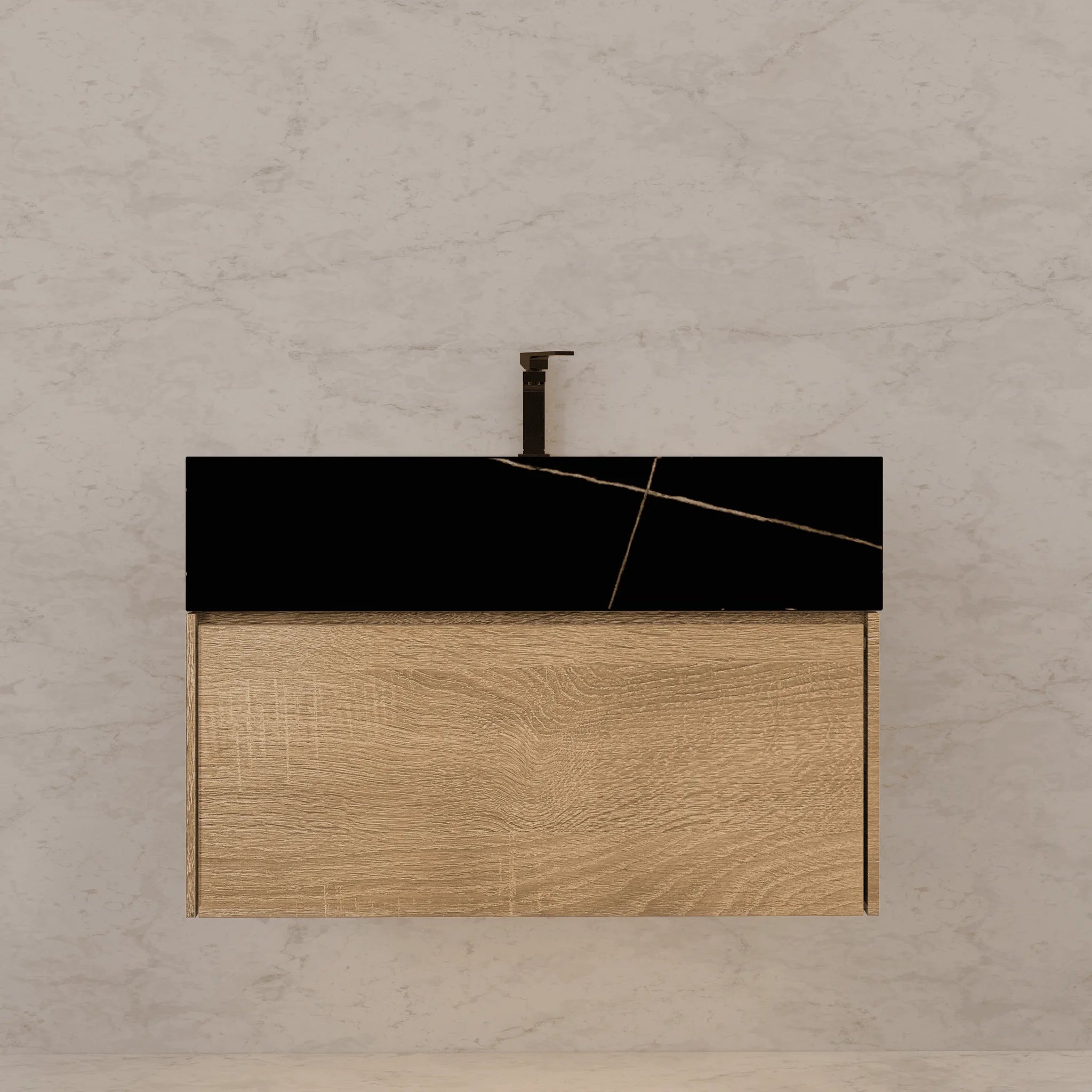 Aventino 32"–40" Light Oak Floating Single-Sink Vanity with Sintered Stone Top