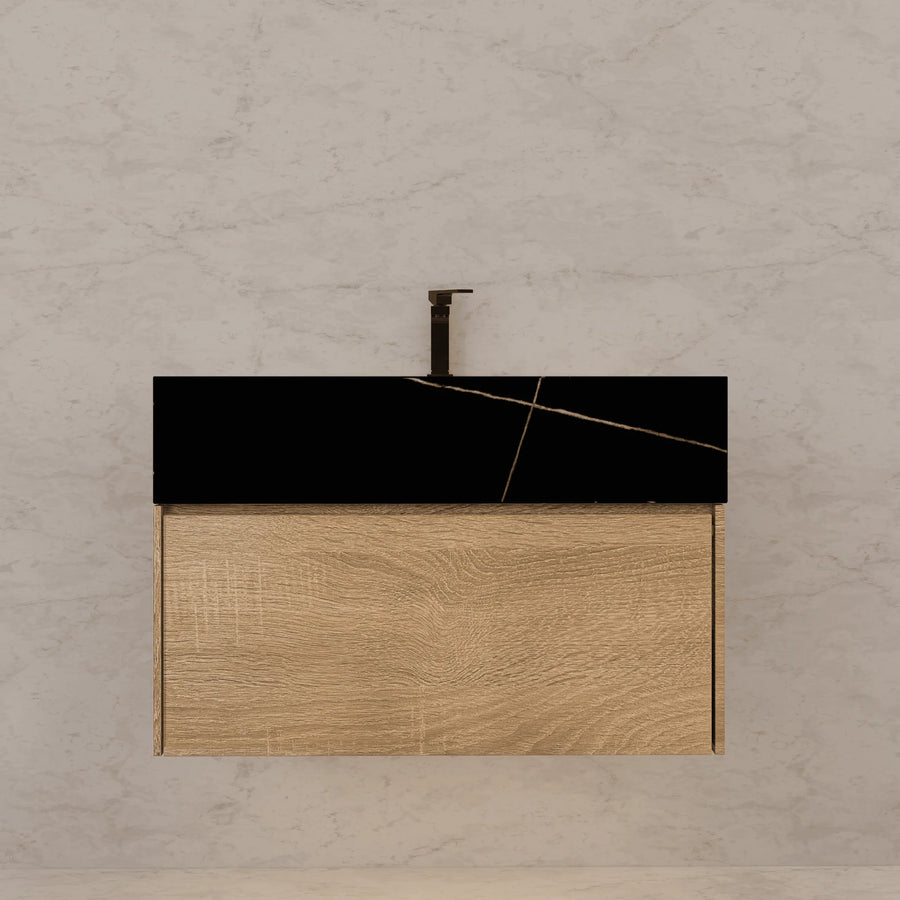 Aventino 32"–40" Light Oak Floating Single-Sink Vanity with Sintered Stone Top
