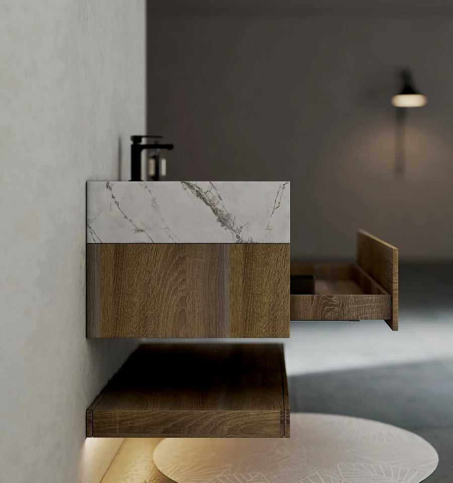 Aventino 40" Flat-Panel Floating Vanity with Sintered Stone Top