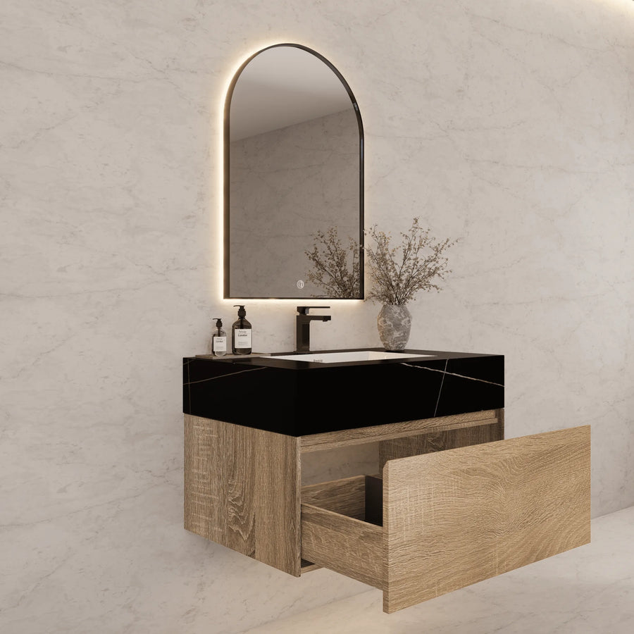 Aventino vanity in bathroom setting — dimensional context