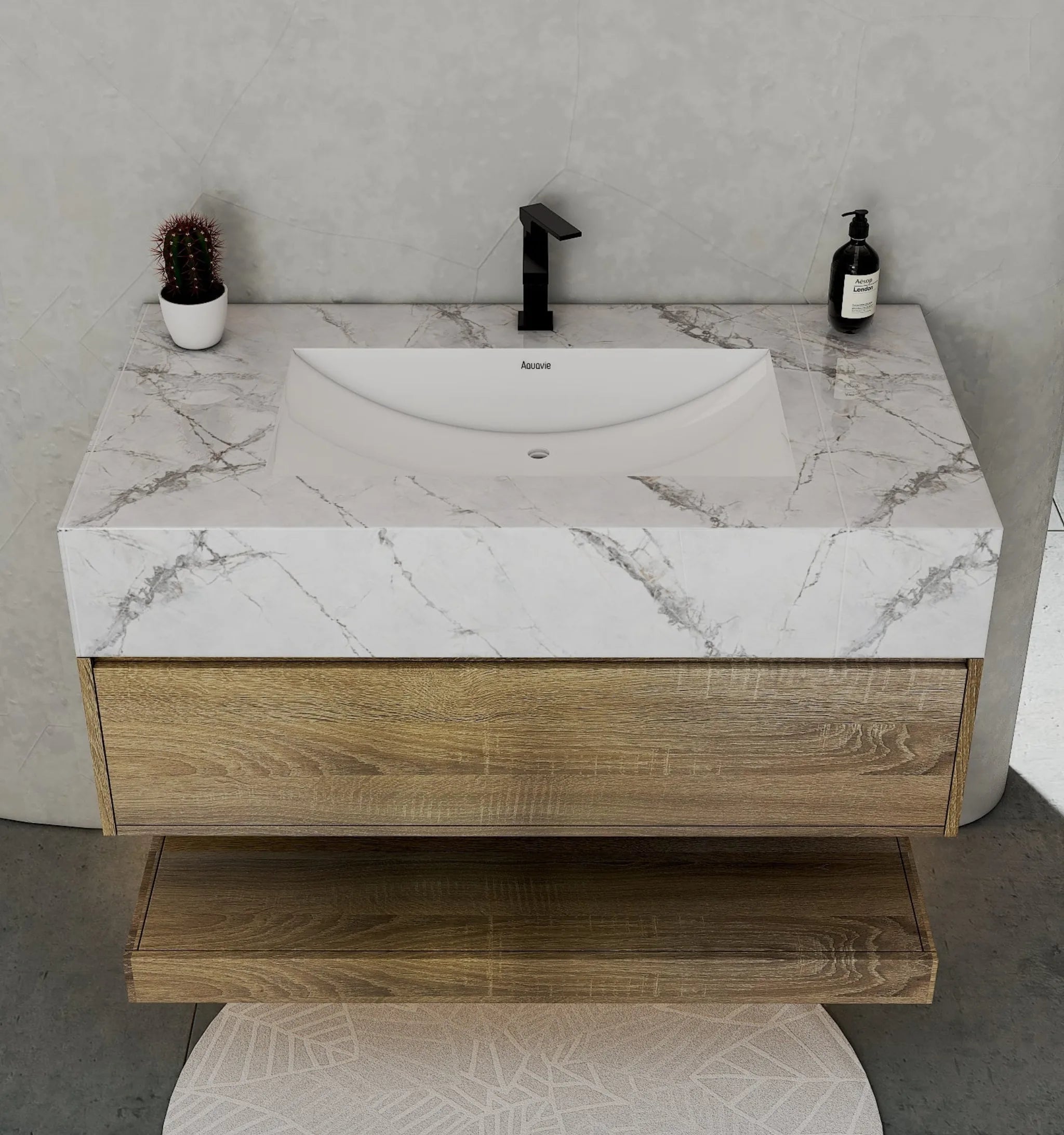 Aventino 40" Flat-Panel Floating Vanity with Sintered Stone Top