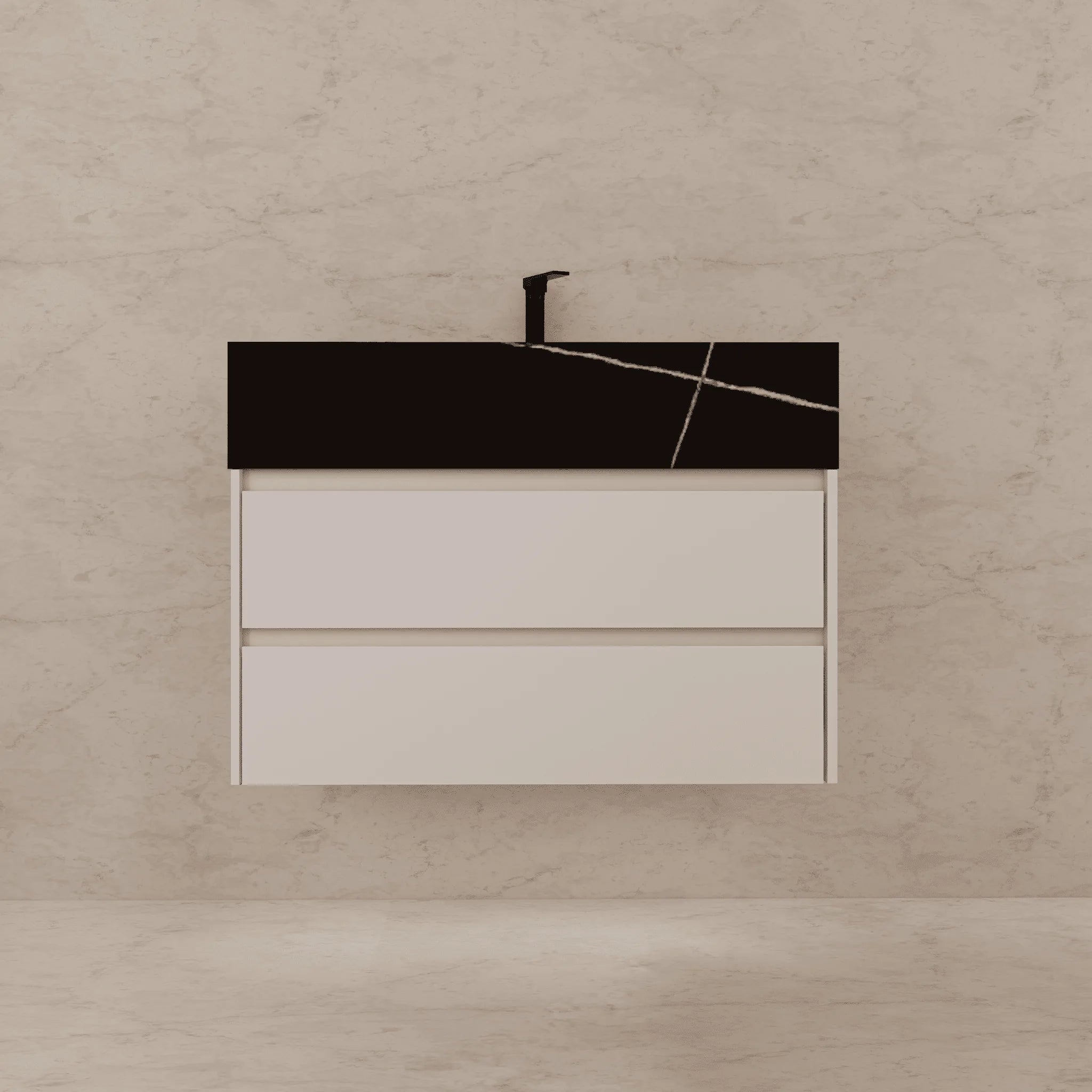Aventino 32"–40" Nature Oak Floating Single-Sink Vanity with Sintered Stone Top