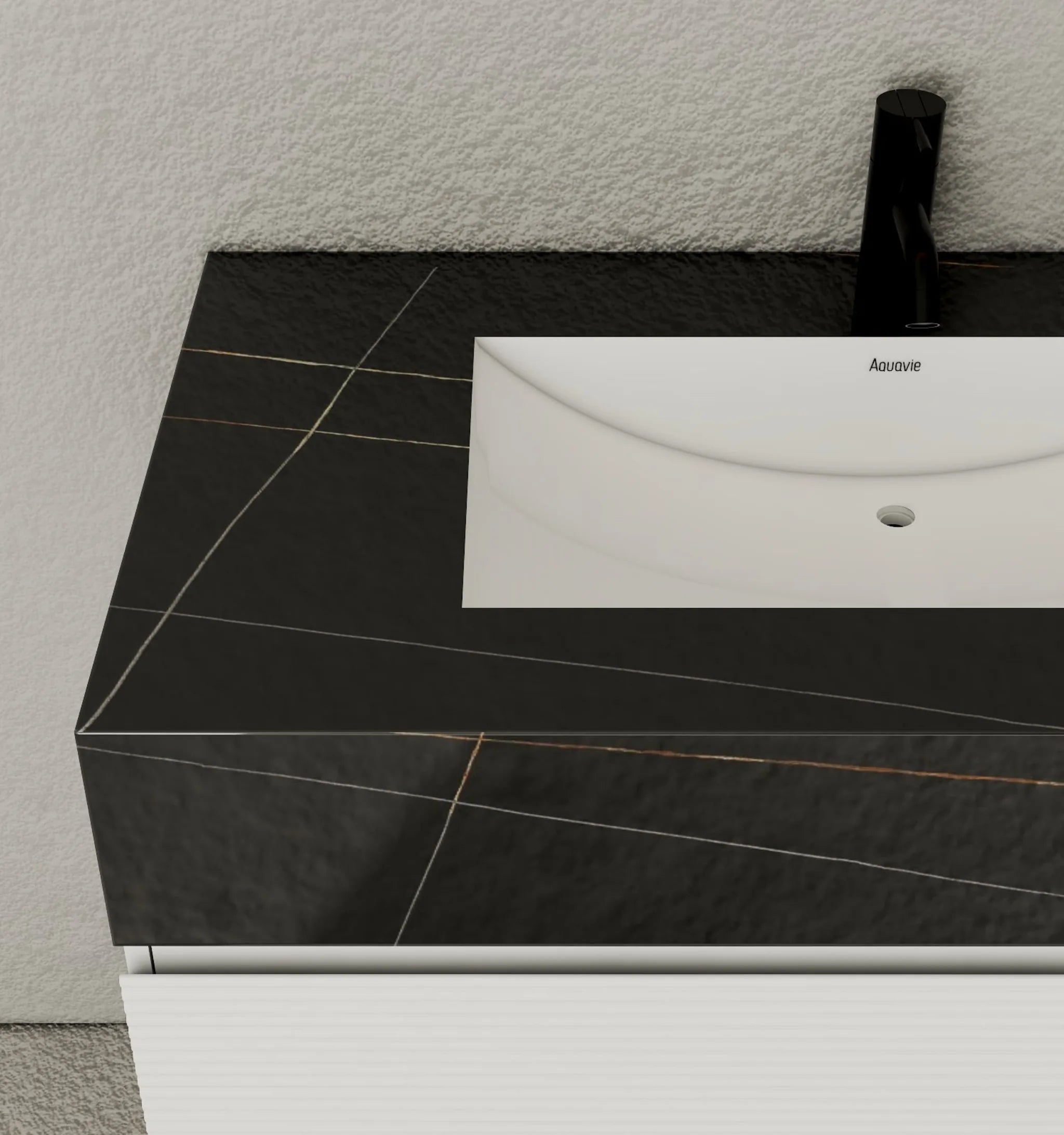 Aventino 40" White Fluted Floating Single-Sink Vanity with Sintered Stone Top
