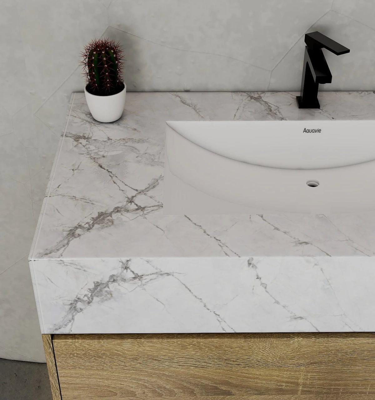 Aventino 40-inch Black Marquina flat-panel floating single-sink vanity — sintered stone top