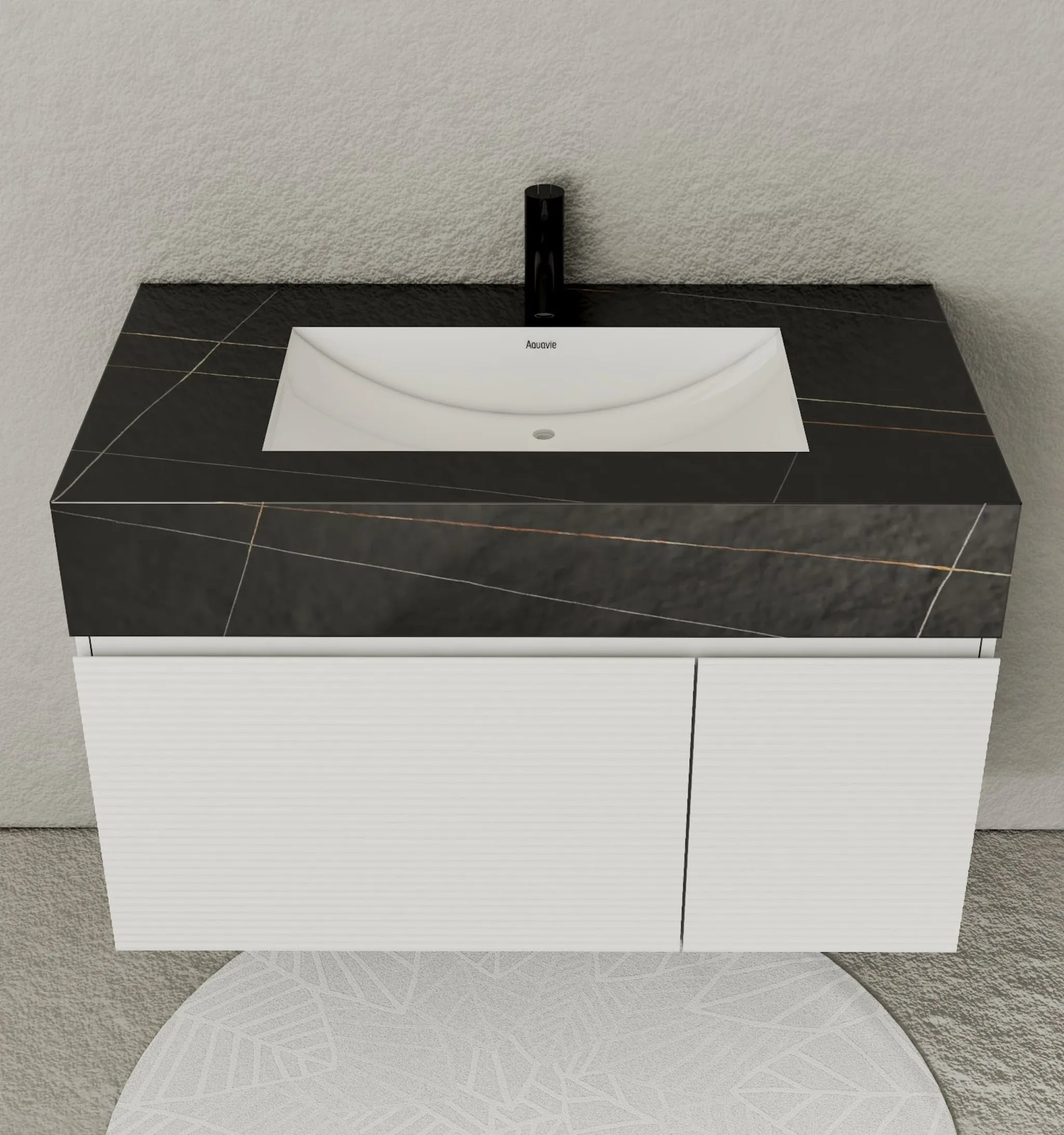 Aventino 40" White Fluted Floating Single-Sink Vanity with Sintered Stone Top