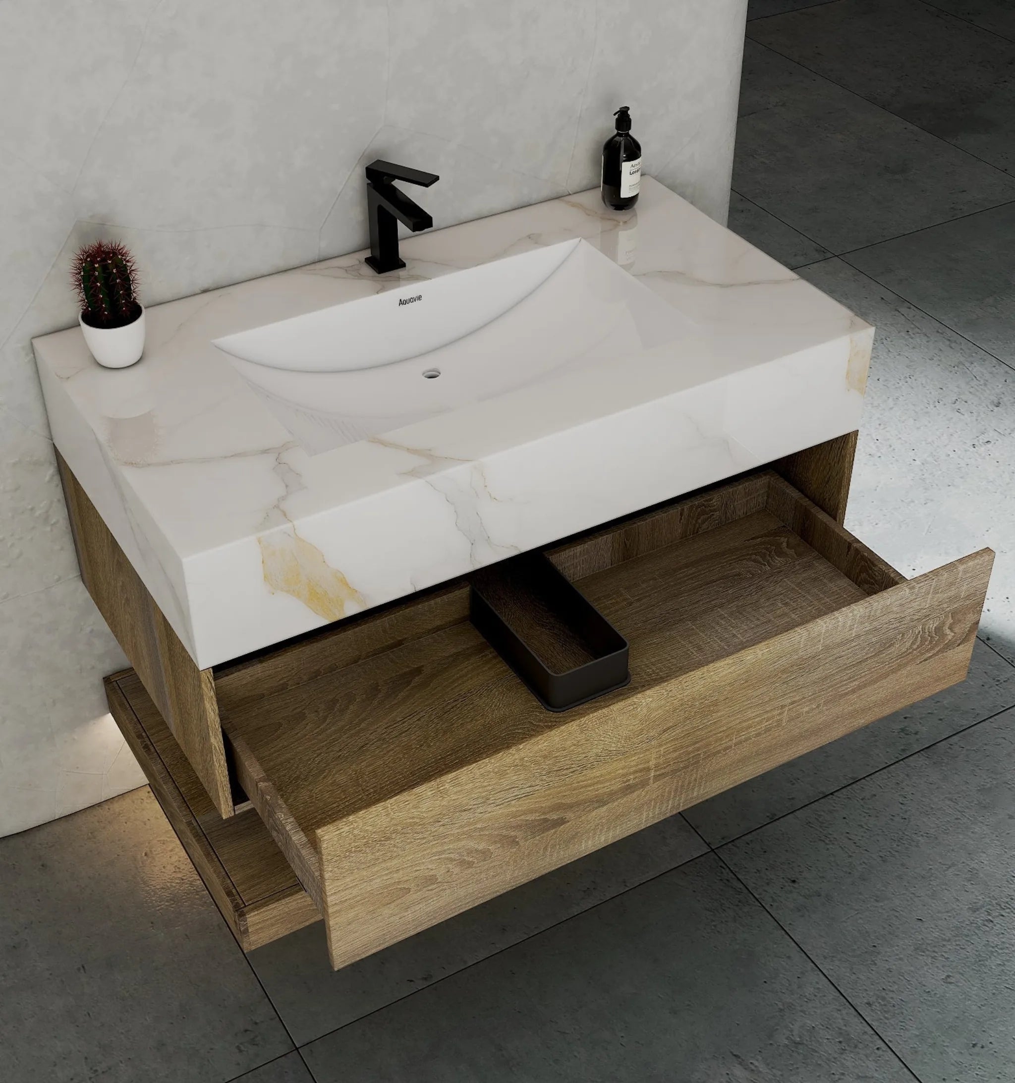 Aventino 40" Flat-Panel Floating Vanity with Sintered Stone Top