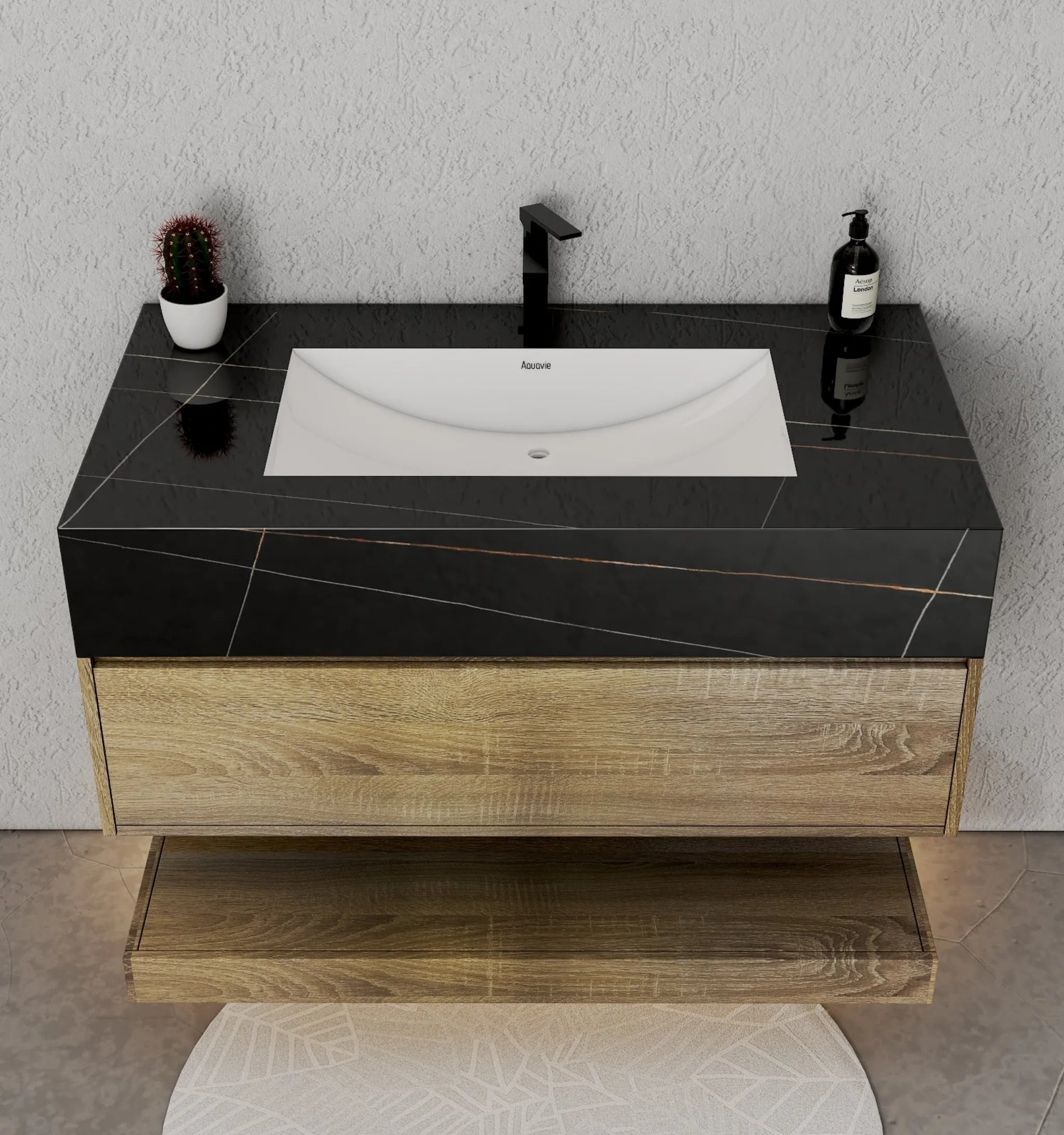 Aventino 40" Flat-Panel Floating Vanity with Sintered Stone Top