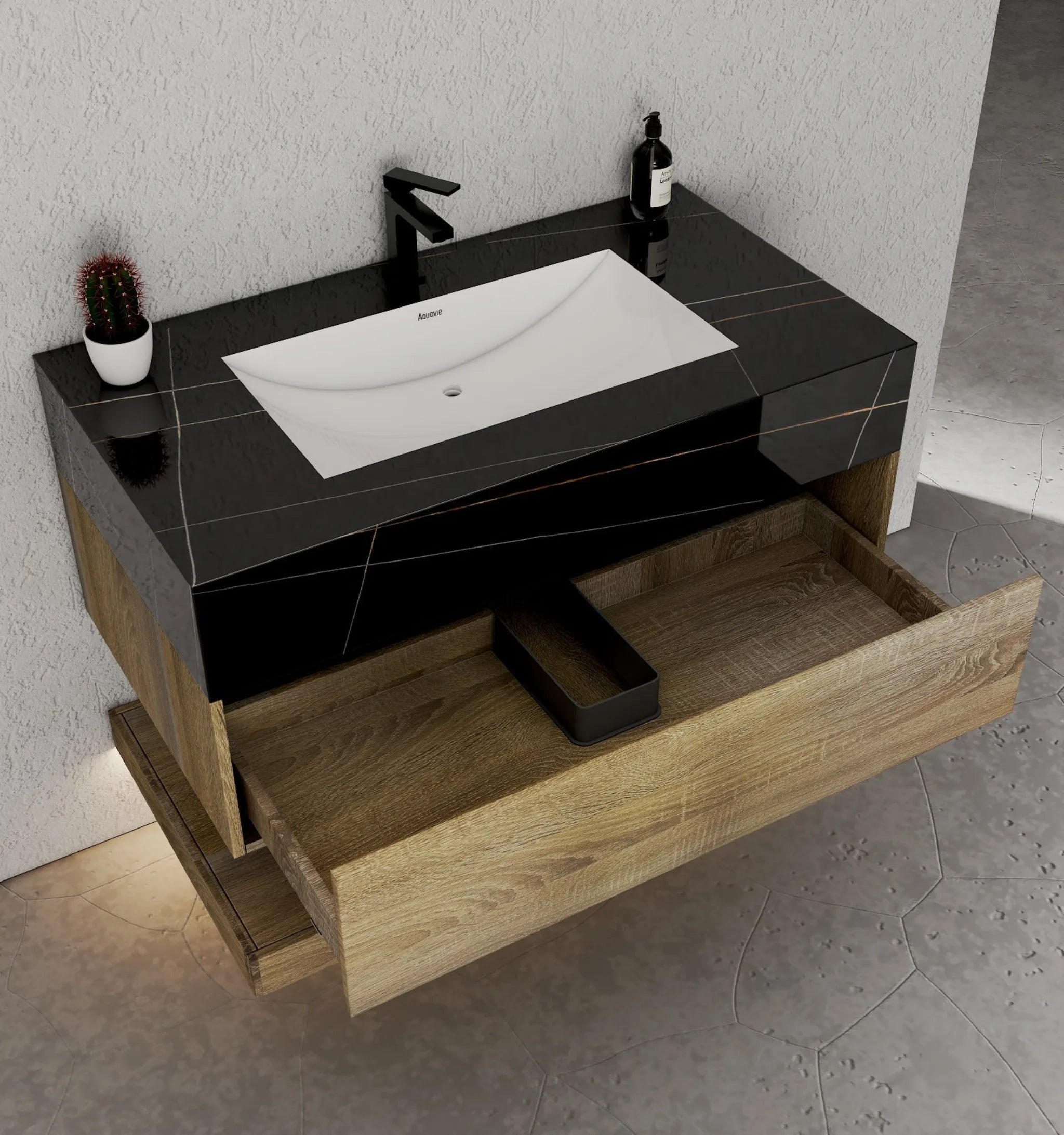 Aventino 40" Flat-Panel Floating Vanity with Sintered Stone Top