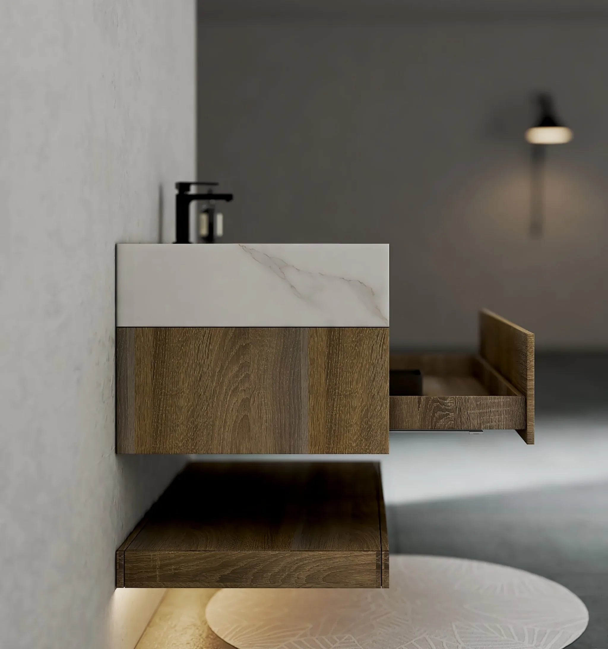 Aventino 40" Flat-Panel Floating Vanity with Sintered Stone Top